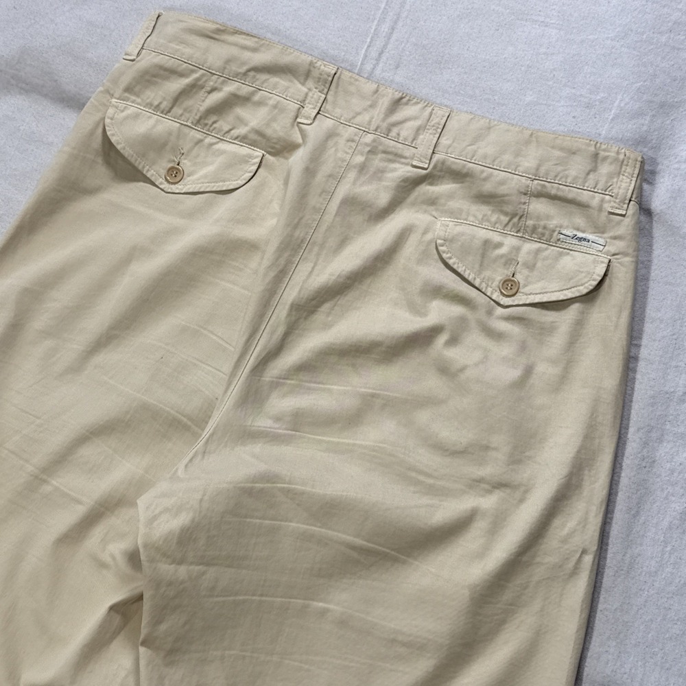 Ermenegildo Zegna Men's Yellow Cotton Twill Straight Pants EU 50 Made in Italy